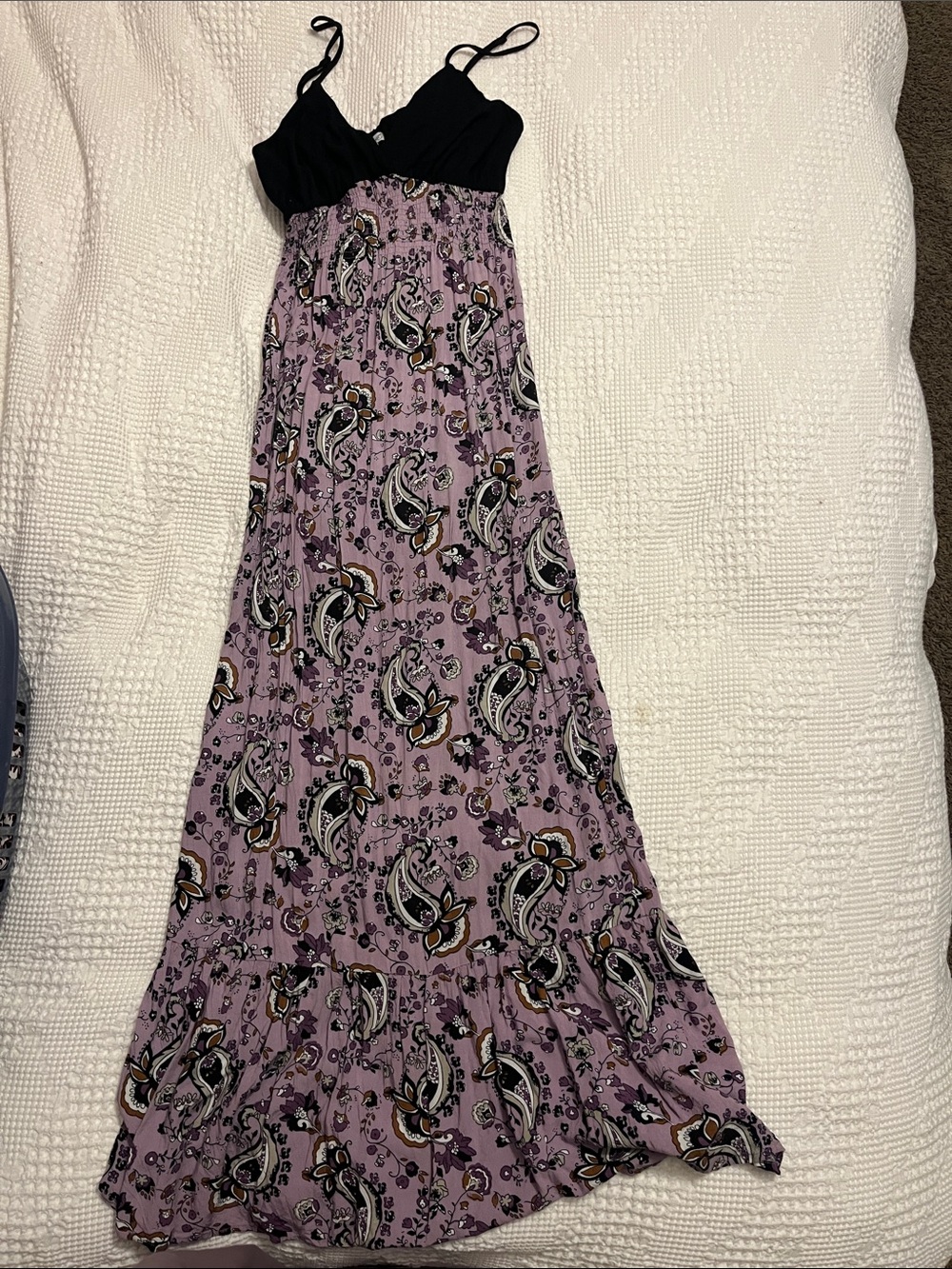 Kismet Black & Lavender Paisley Maxi Dress